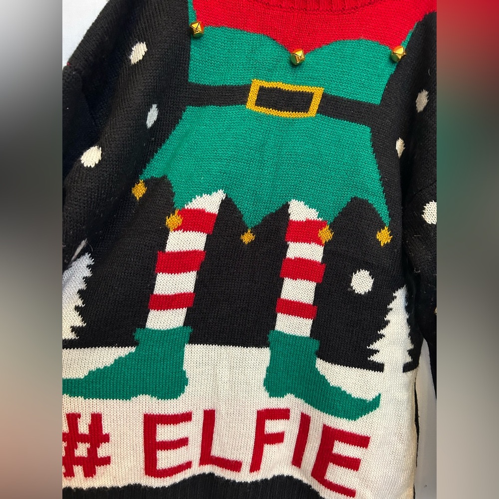 Women’s size small “Elfie” Christmas sweater with jingle bells